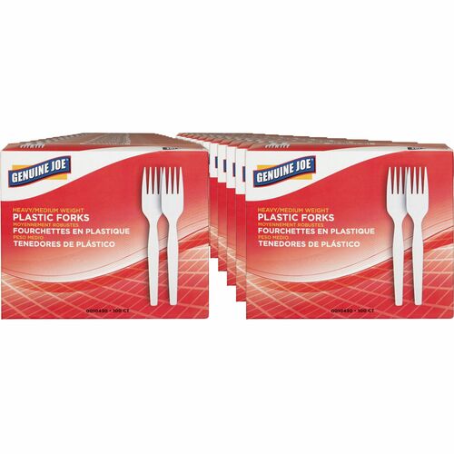 Genuine Joe GJO0010430CT Heavyweight White Plastic Forks