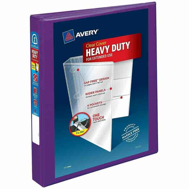 Avery® AVE79771 One Touch Ezd Heavy-Duty Binder - 1" Binder Capacity - Letter - 8 1/2" X 11" Sheet Size - Ring Fastener - 4 Internal Pocket(S) - Poly - Purple - Recycled - 1 Each