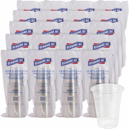 Genuine Joe GJO58231CT 12 oz Clear Plastic Cups
