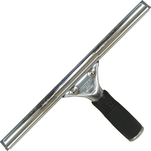 Unger UNGPR300CT 12" Pro Stainless Steel Complete Squeegee - Non-Slip Grip, Ergonomic - 12" Head - Stainless Steel, Rubber - Black, Silver