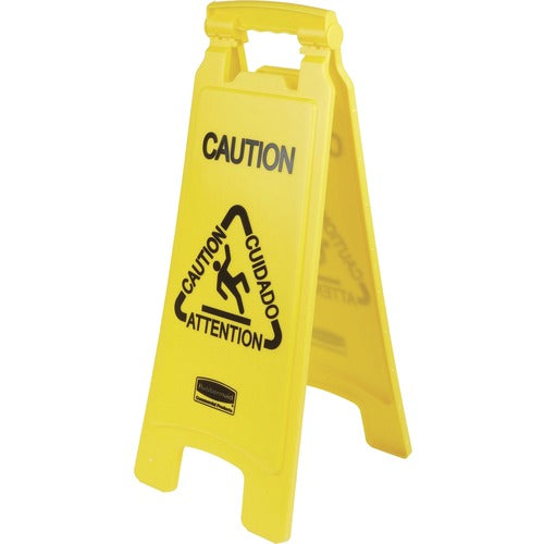 Rubbermaid Commercial RCP611200YWCT Multi-Lingual Caution Floor Sign