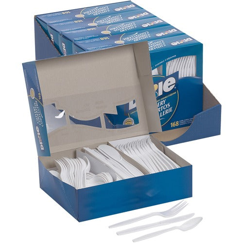 Dixie DXECM168CT Heavyweight Disposable Forks, Knives & Spoons Combo Boxes by GP Pro