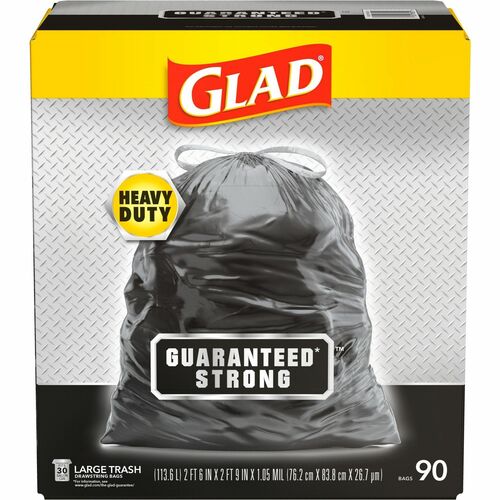 Glad CLO78952 Strong Large Drawstring Trash Bags