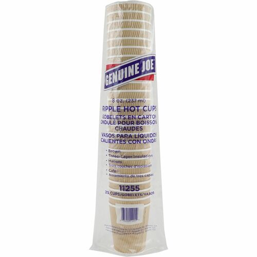 Genuine Joe GJO11255BD 8 oz Rippled Hot Cups