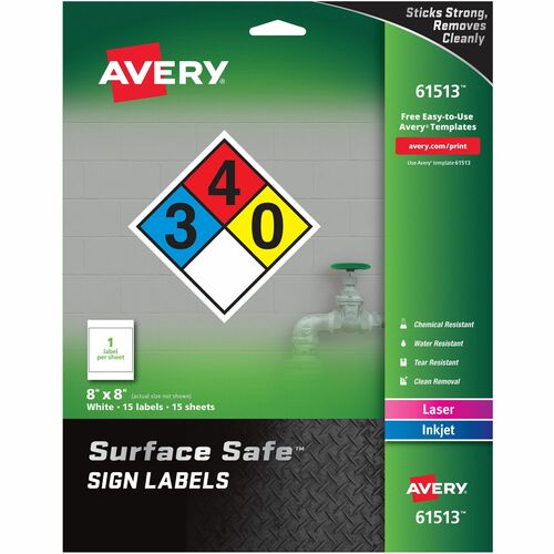 Avery® AVE61513 Avery® 8"x8" Removable Label Safety Signs