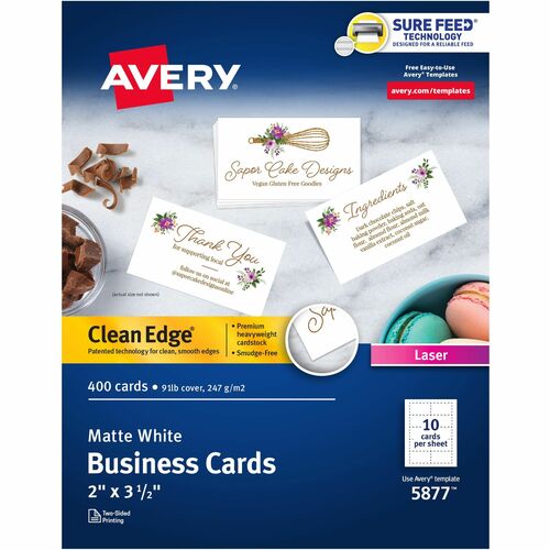 Avery® AVE5877 Clean Edge Business Card - 3.50" X 2" - 400 / Box - White