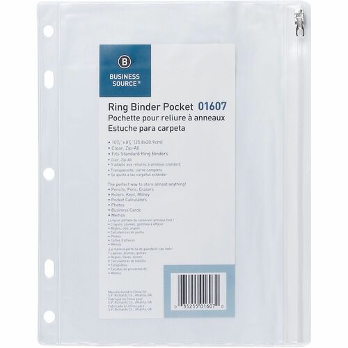 Business Source BSN01607BX Punched Economy Binder Pocket