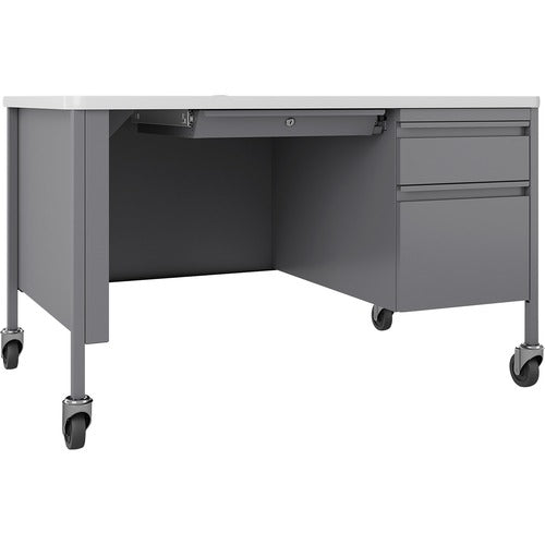Lorell LLR66944 Fortress Series 48" Mobile Right-Pedestal Teachers Desk
