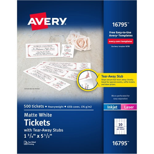 Avery® AVE16795 Avery® Blank Printable Perforated Raffle Tickets - Tear-Away Stubs