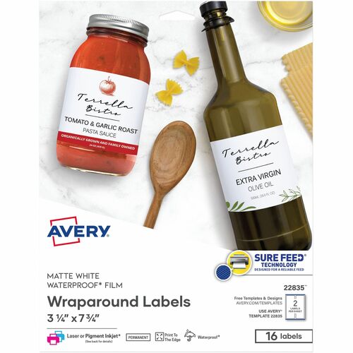 Avery® AVE22835 Avery® Durable Waterproof Labels, 3.25" x 7.75" , 16 Total