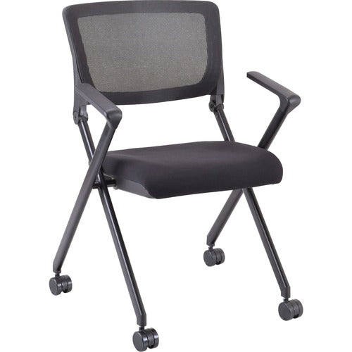 Lorell LLR41845 Mobile Mesh Back Nesting Chairs with Arms
