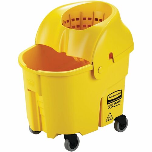 Rubbermaid Commercial RCP759088YEL WaveBrake 35 QT Institution Bucket & Wringer