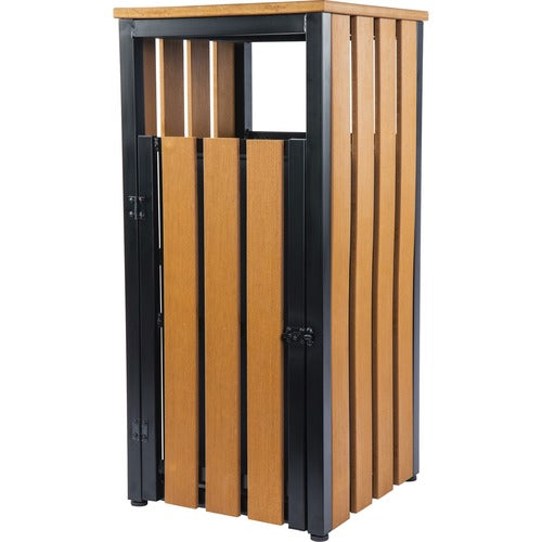 Lorell LLR42692 Faux Wood Outdoor Waste Bin