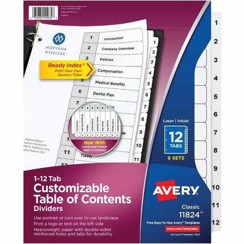 Avery® AVE11824 Avery® Ready Index 12-tab Custom TOC Dividers
