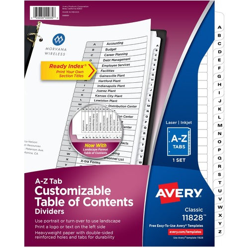Avery® AVE11828 Avery® A-Z Black & White Table of Contents Dividers