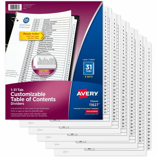 Avery® AVE11827 Avery® 1-31 Custom Table of Contents Dividers