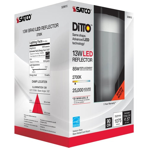 Satco SDNS29615 13W BR40 2700K LED Bulb