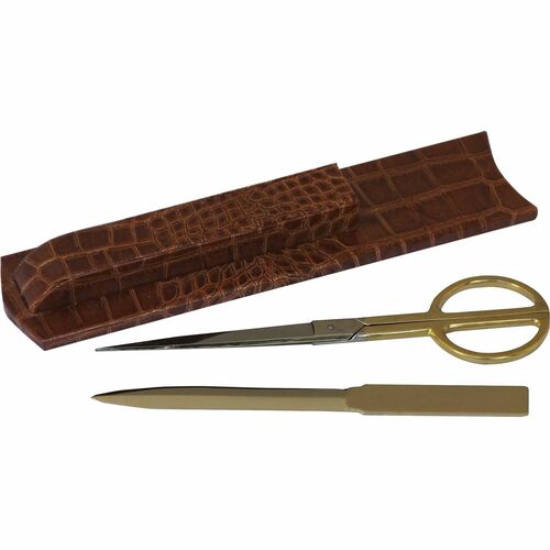 Protacini DACA6127 Cognac Brown Italian Patent Leather Library Set