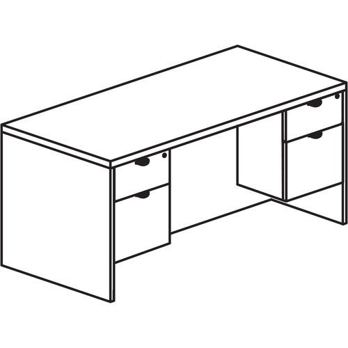 Lorell LLRPD3060QDPGE Prominence 2.0 3/4 Double-Pedestal Desk
