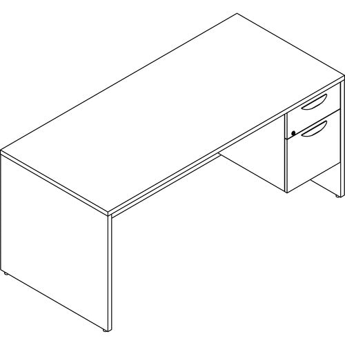 Lorell LLRPD3066QRGE Prominence 2.0 3/4 Right-Pedestal Desk