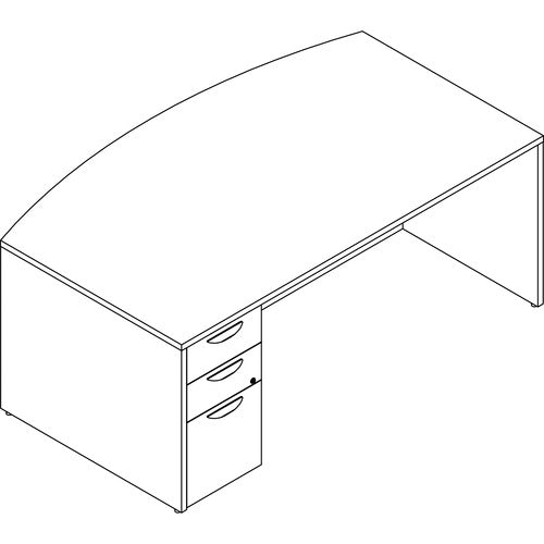 Lorell LLRPD4272LSPBGE Prominence 2.0 Bowfront Left-Pedestal Desk