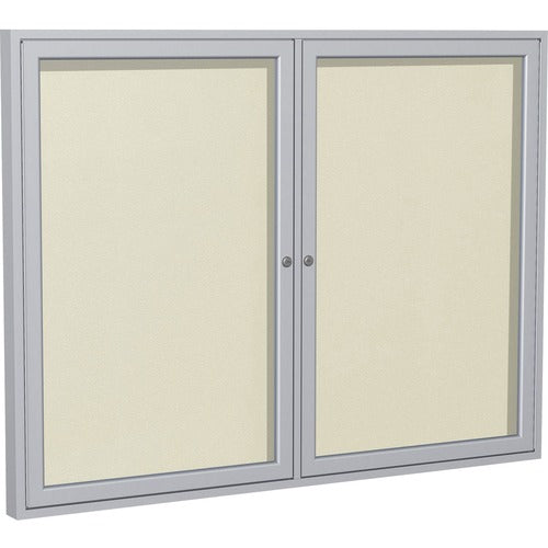 Ghent GHEPA24860VX185 2 Door Enclosed Vinyl Bulletin Board with Satin Frame