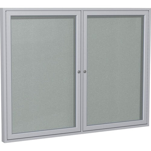 Ghent GHEPA24860VX193 2 Door Enclosed Vinyl Bulletin Board with Satin Frame
