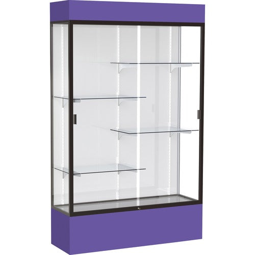 Waddell WAD3174WBBZPE Lighted Floor Case, White Back w/ Dark Bronze Frame & Colored Base