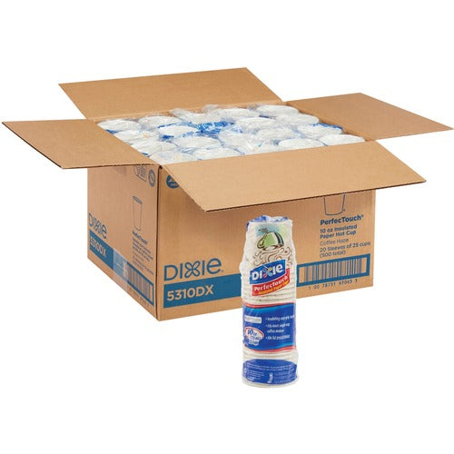 Dixie DXE5310DXCT PerfecTouch 10 oz Insulated Paper Hot Coffee Cups by GP Pro