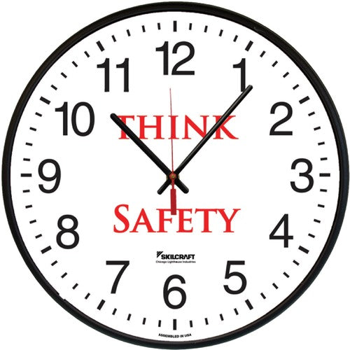 SKILCRAFT® NSN6986558 Think Safety Message Wall Clock