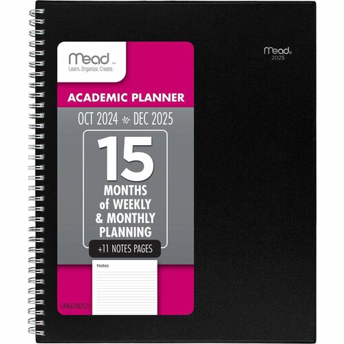 Mead AAGCRW62005 Basic Weekly Monthly Planner, Black, Large, 8 1/2" x 11"