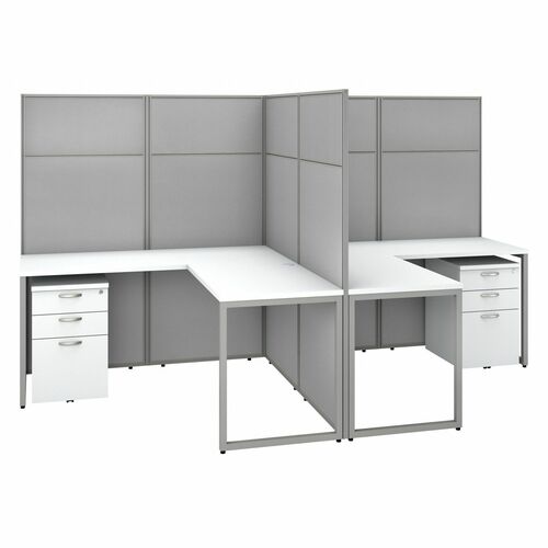 Bush Business Furniture BSHEODH56SWH03K Easy Office 60W 2 Person L Shaped Cubicle Desk with Drawers and 66H Panels