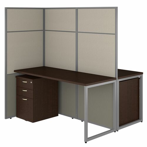 Bush Business Furniture BSHEODH46SMR03K Easy Office 60W 2 Person Cubicle Desk with File Cabinets and 66H Panels