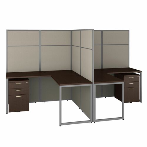 Bush Business Furniture BSHEODH56SMR03K Easy Office 60W 2 Person L Shaped Cubicle Desk with Drawers and 66H Panels