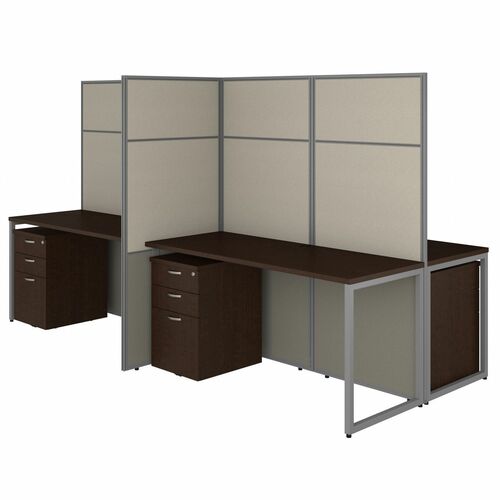 Bush Business Furniture BSHEODH66SMR03K Easy Office 60W 4 Person Cubicle Desk with File Cabinets and 66H Panels