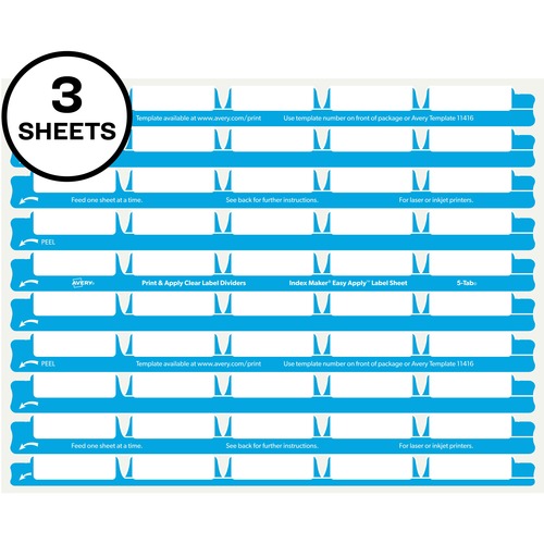 Avery® AVE11225 Avery® 5 Tab Easy Print & Apply Clear Label Sheet Refills (11225)