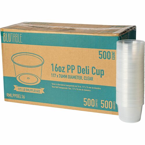 BluTable RMLPPDEL16 16 oz Round Deli Tub Containers