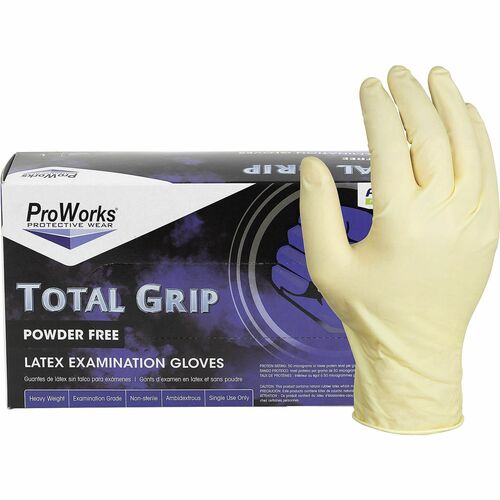 ProWorks HOSGLL165FX Total Grip Latex Powder Free Exam Gloves