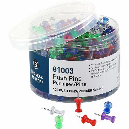 Business Source BSN81003 1/2" Head Pushpins