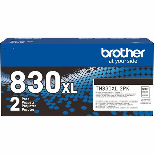 Brother BRTTN830XL2PK Original High Yield Laser Toner Cartridge - Twin-pack - Black - 2 / Pack