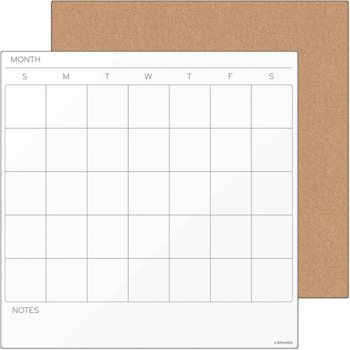 U Brands UBR3889U0001 Tile Board Value Pack Frameless Dry-Erase Calendar & Corkboard