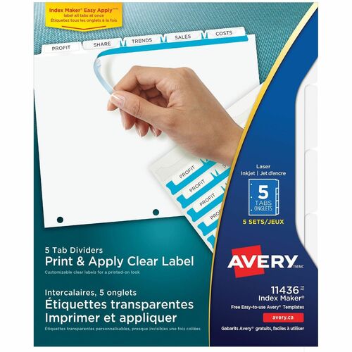 Avery® AVE11436 Avery® Print & Apply Clear Label Dividers - Index Maker Easy Apply Label Strip