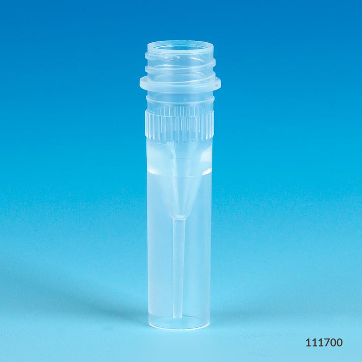 Globe Scientific 111700 Microtube 0.5mL Self-Standing Attached Screwcap for Color Insert with O-Ring STERILE PP 500/Bag 2 Bags/Unit