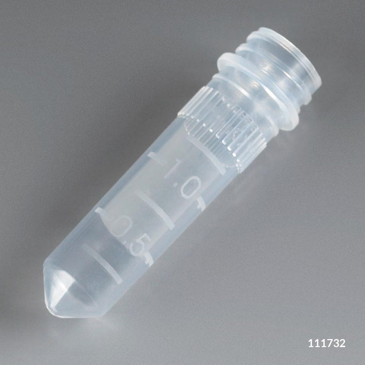 Globe Scientific 111730 Microtube 2mL Attached Screw Cap for Color Insert with O-Ring STERILE PP 500/Bag 2 Bags/Unit