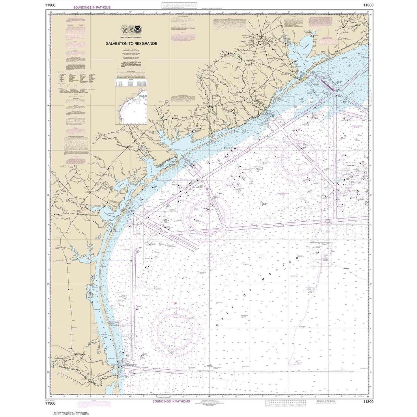 Paradise Clay NO_11300 HISTORICAL NOAA Chart Galveston to Rio Grande