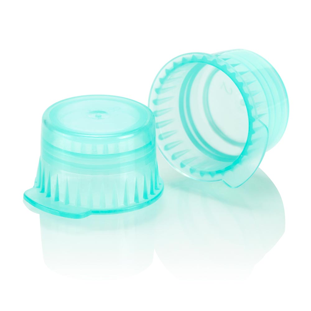Globe Scientific 113142G Snap cap Translucent green PE for 12/13mm vacuum and Test tubes