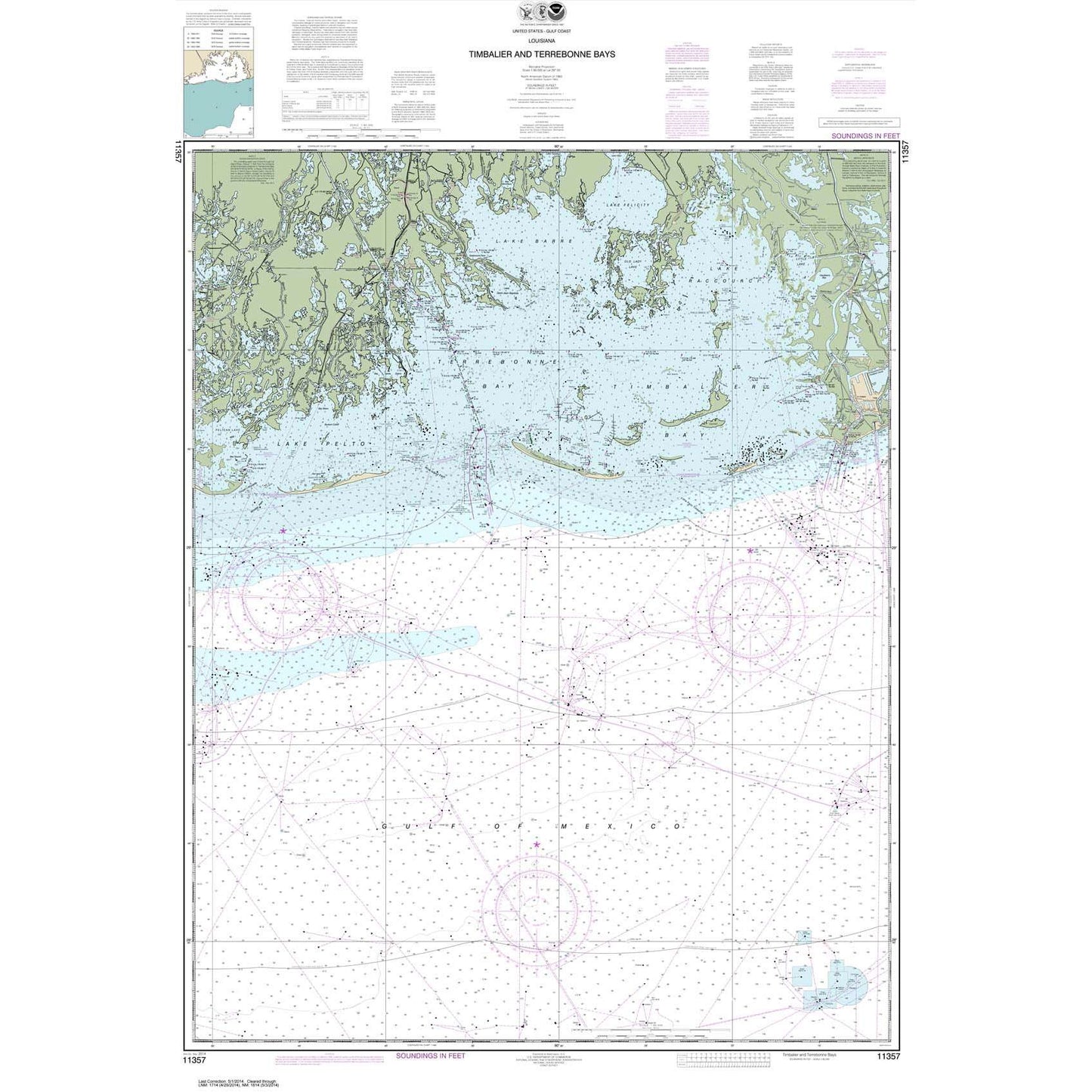Paradise Clay NO_11357 HISTORICAL NOAA Chart Timbalier and Terrebonne Bays