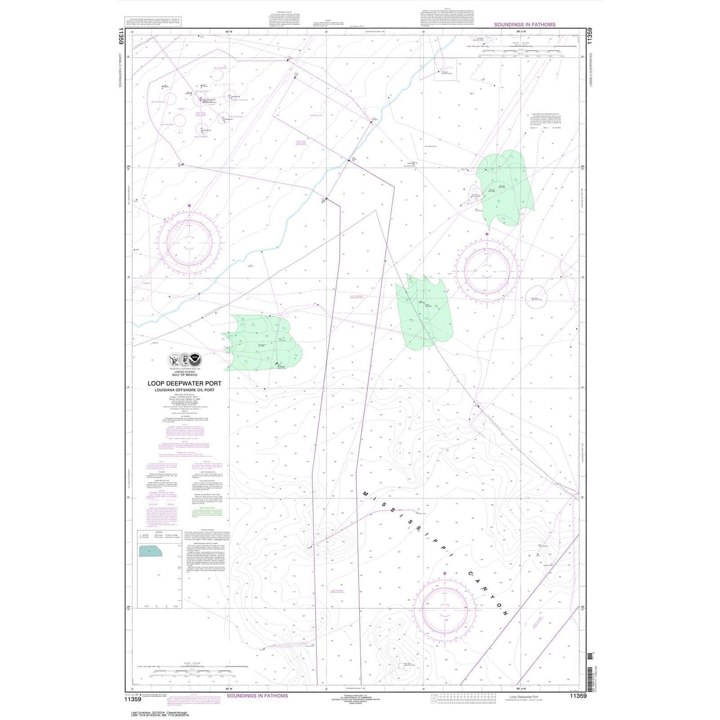Paradise Clay NO_11359 HISTORICAL NOAA Chart Loop Deepwater Port Louisiana Offshore Oil Port