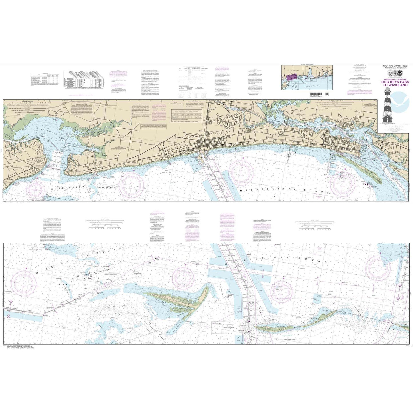 Paradise Clay NO_11372 HISTORICAL NOAA Intracoastal Waterway Dog Keys Pass to Waveland