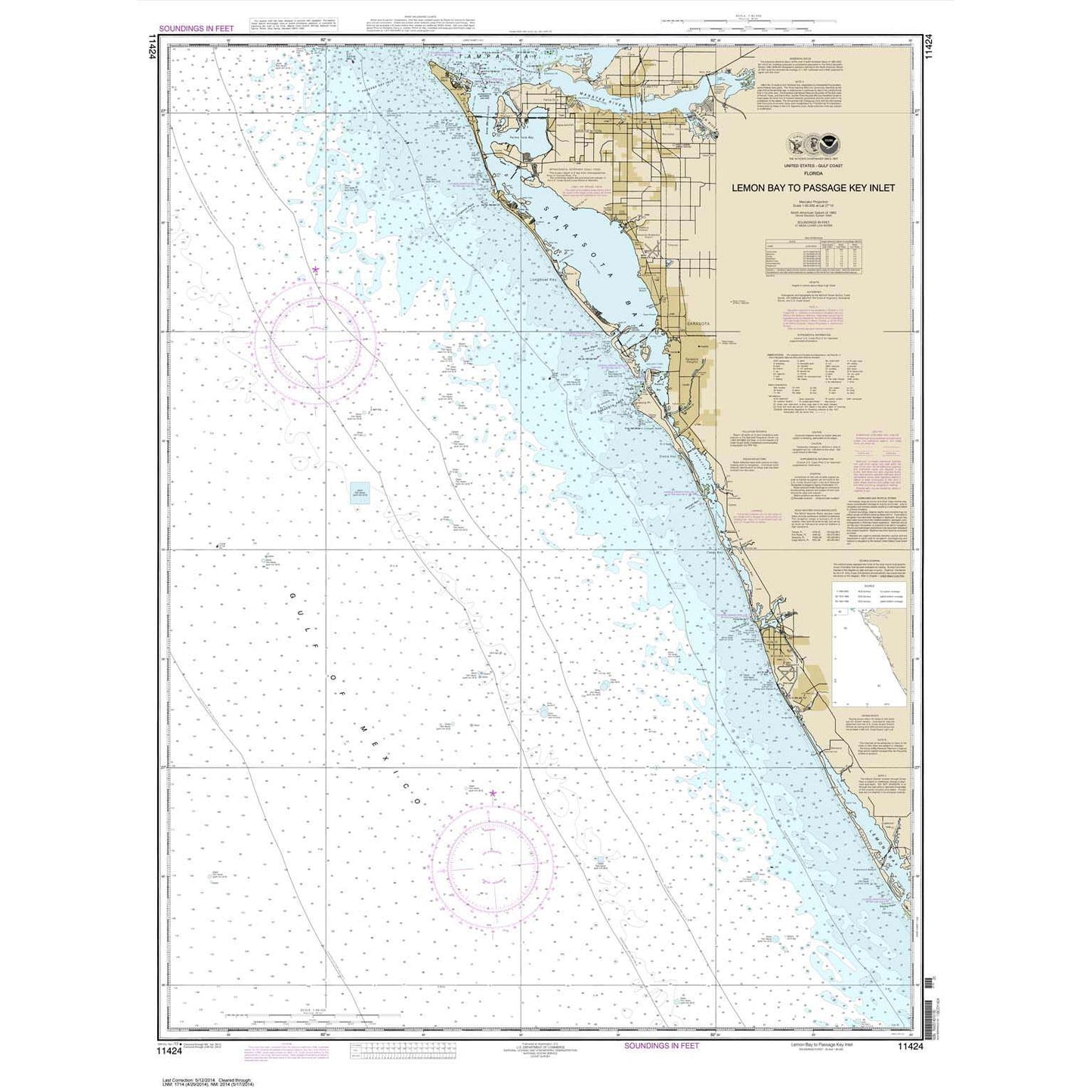 Paradise Clay NO_11424 HISTORICAL NOAA Chart Lemon Bay to Passage Key Inlet